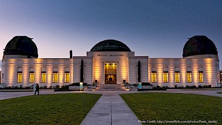 Photo of Photo of Griffith Observatory showing the Keene Camera Obscura left of entrance on roof. - Credit: http://www.flickr.com/photos/frank_steele/